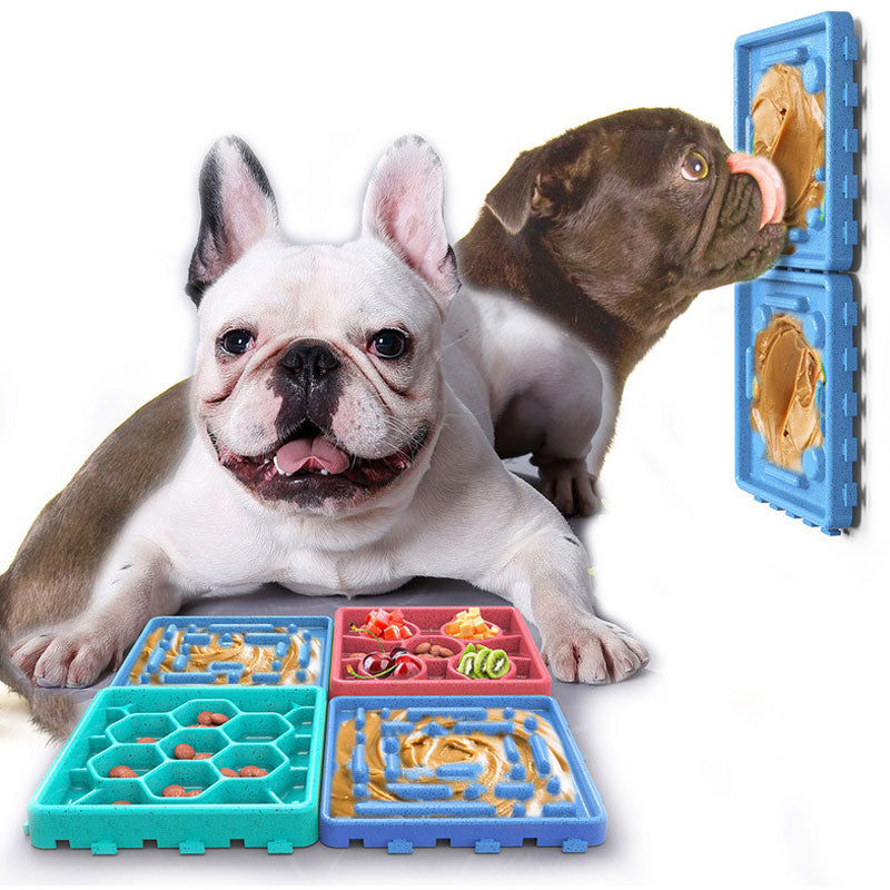 Dog Licking Mat Puppy Chew Toys Interactive Dog Toy Games Cage Slow Feeder  Bowl for Crate Pet Aggressive Chewers Kennel Blue 