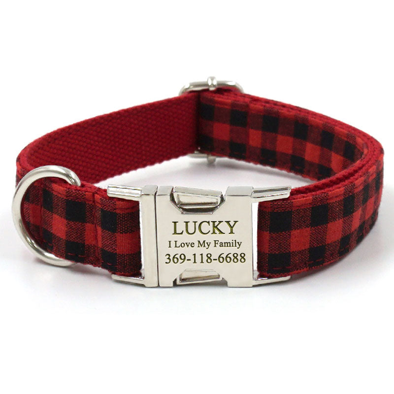 Print Personalized All Seasons Plaid Vintage PU Leather Dog Collar with  Metal Buckle Lovely Pet Cat - AliExpress