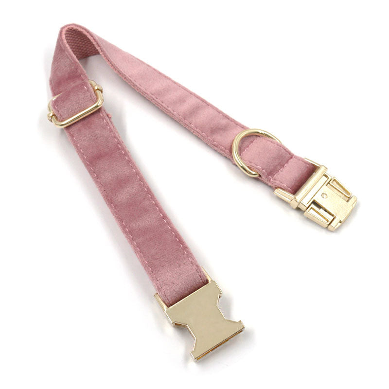 Blush Pink Dog Collar with Rose Gold Buckles