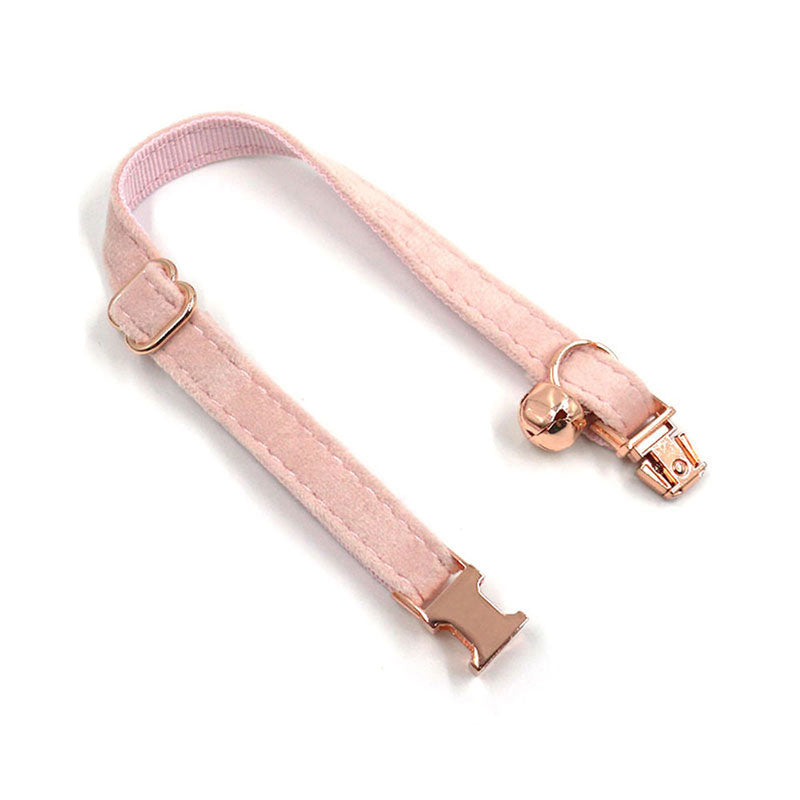 PETDURO Personalized Dog Collar Engraved Rose Gold Buckle Pink Velvet