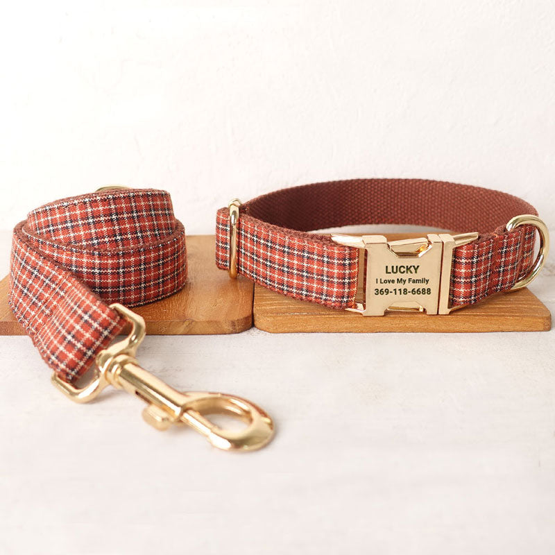 Plaid Dog Collar by Parisian Pet - Khaki