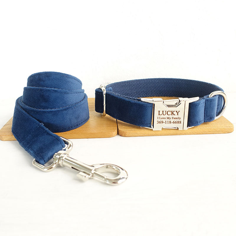 Shops navy blue dog collar and leash